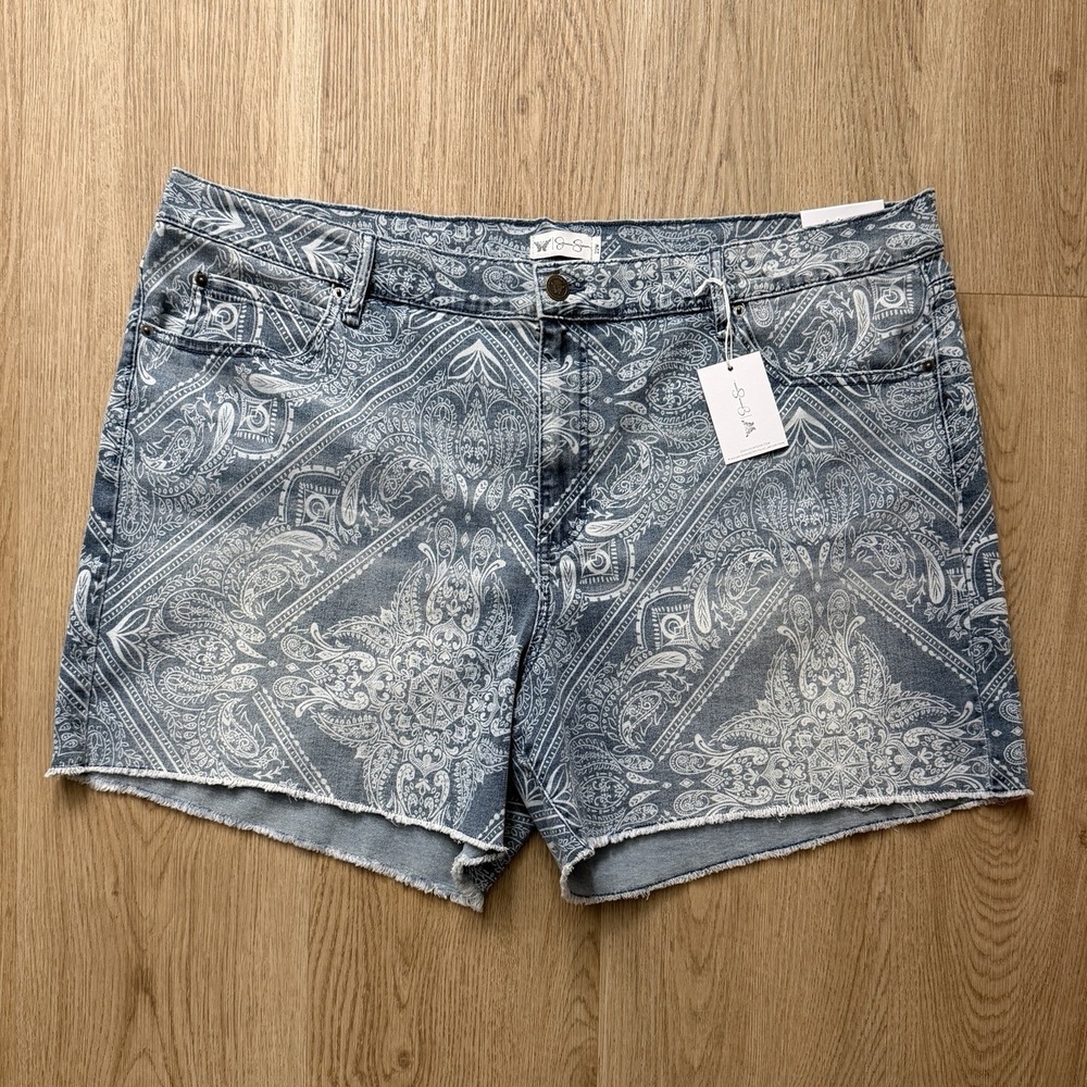 Jessica Simpson High Rise Ginger Shorts Size 22W Paisley Bandana Print Jorts